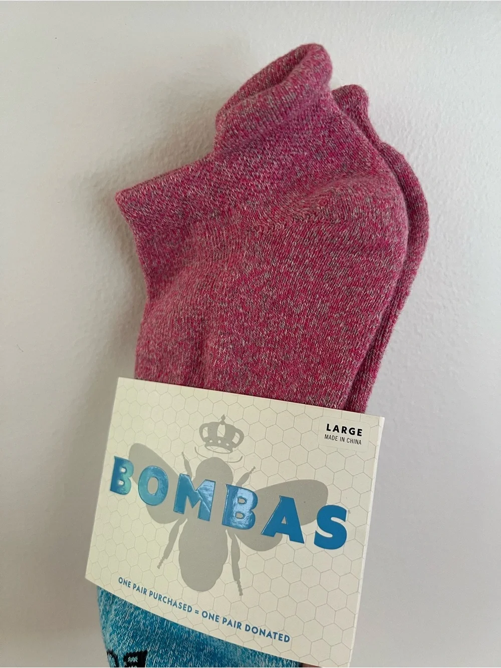 Bombas Ladies L Crew Socks in Pink & Blue